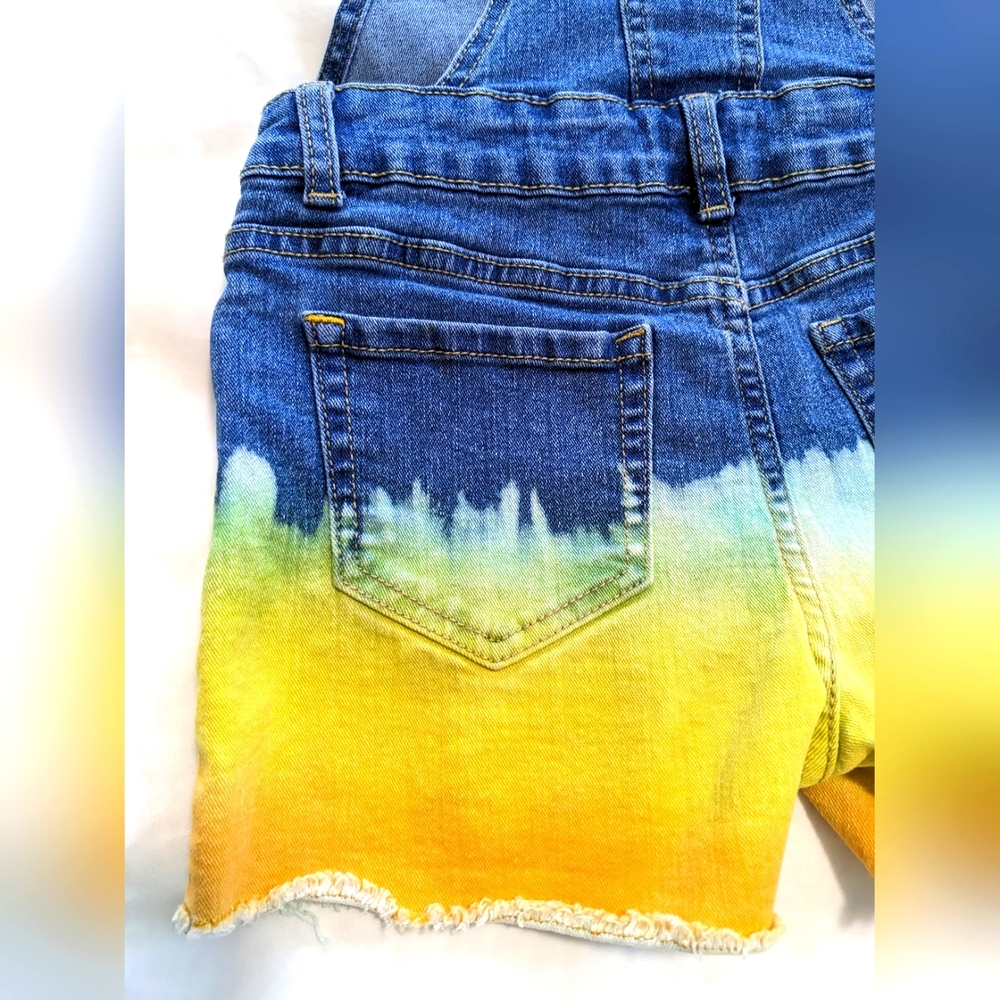 Jordache Girl's Denim Dip Dye Overall Shortalls - Picture 8 of 12